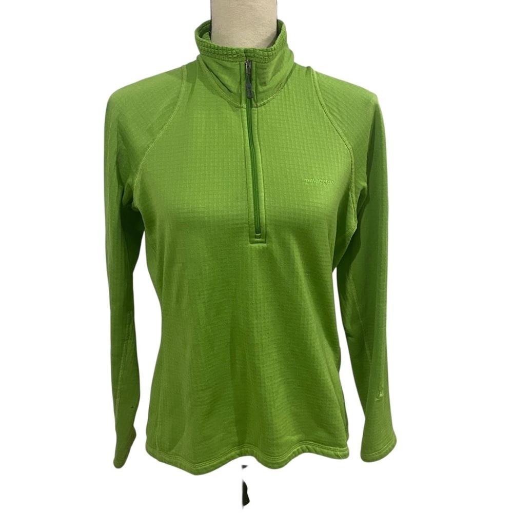 Patagonia Regulator R1 1/2 Zip Lime Green Size Medium Logo Flaws Polartec